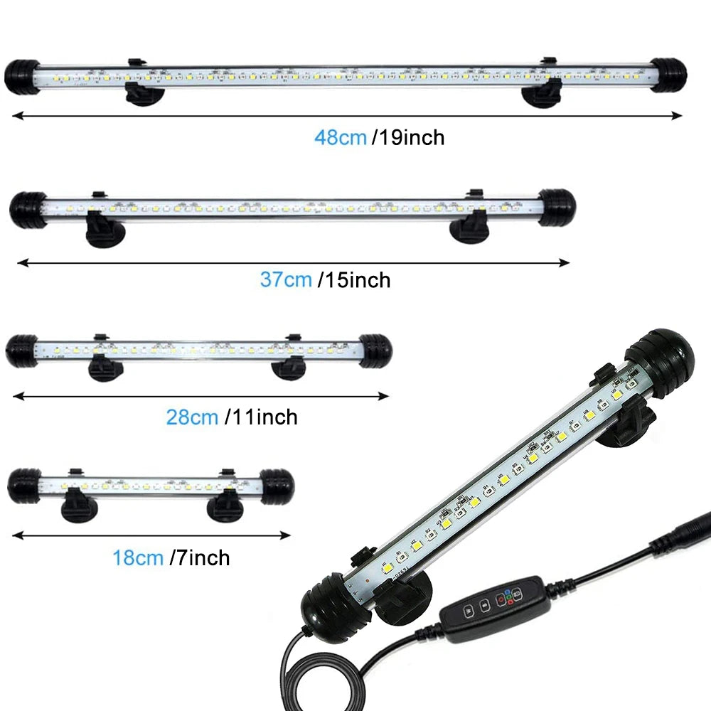 LED Aquarium Lights Waterproof Fish Tank Light Submersible Underwater Clip Lamp Aquatic Decor lamp with Timer Auto On/Off D30