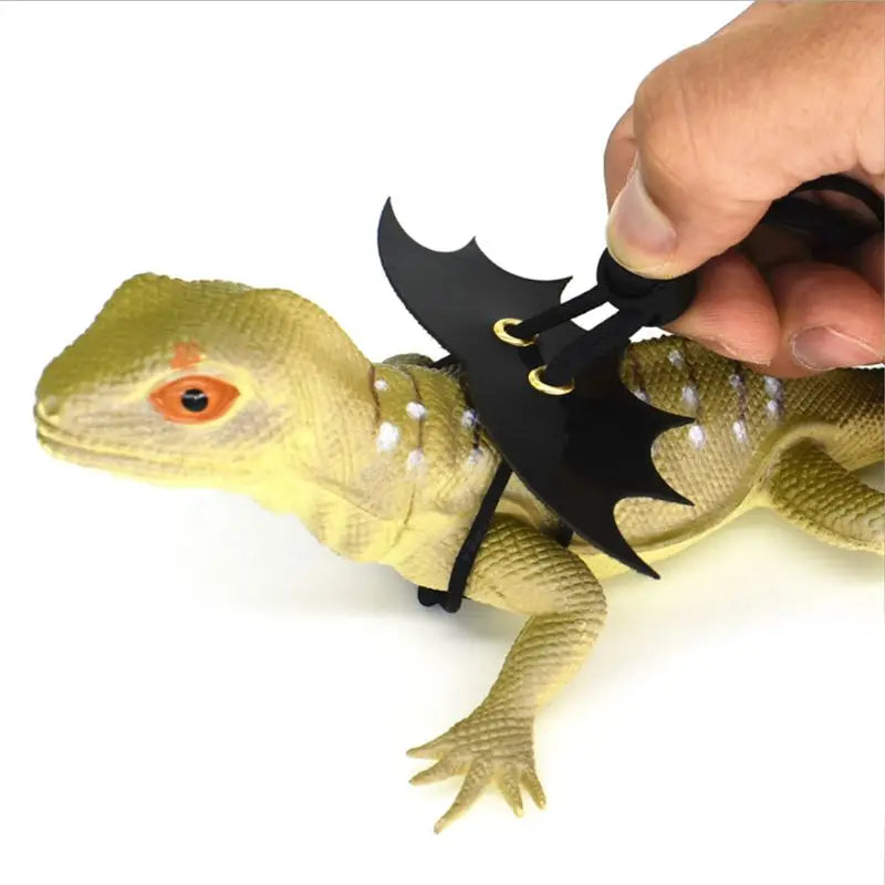 Pet Iguana Adjustable Wing Style Harness Climbing Rope Belt Small Lizard Reptile Imitation Leather Traction Leash