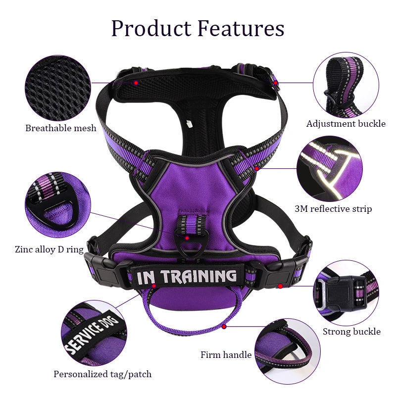 Nylon Dog Harness Vest Reflective Dog Harness Personalized Breathable Adjustable Pet Harness Leash For Small Medium Large Dogs