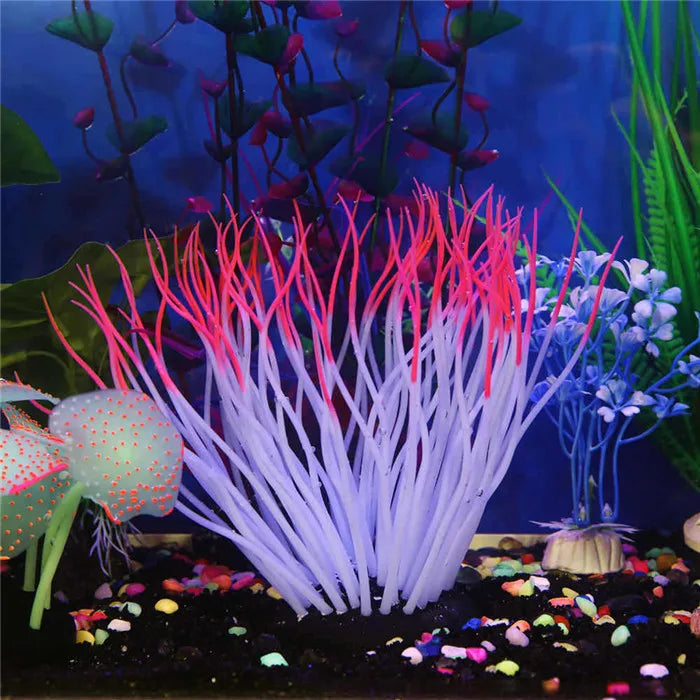 Aquarium Decoration Luminous Artificial Coral Glow In The Dark Leaf Submarine Cora Fish Tank Decor