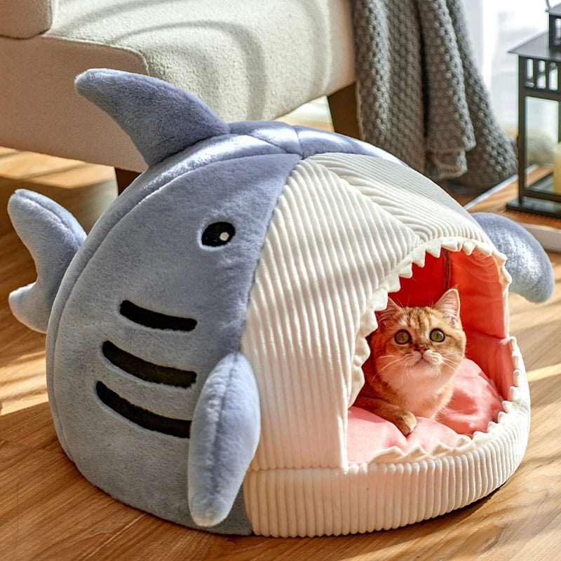 Enclosed Warm Cat Bed Portable Pet Beds Sweet Kittens Basket Cushion Cat Pillow Mat Tent Puppy Nest Cave Cats House