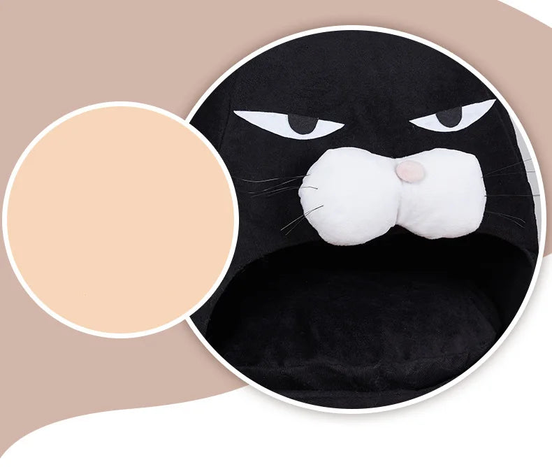 Warm Black Cat Shaped House/Bed For Cats Bed Cushion Sleeping Bag Mat Cat Accessories Pet  Bed Kennel