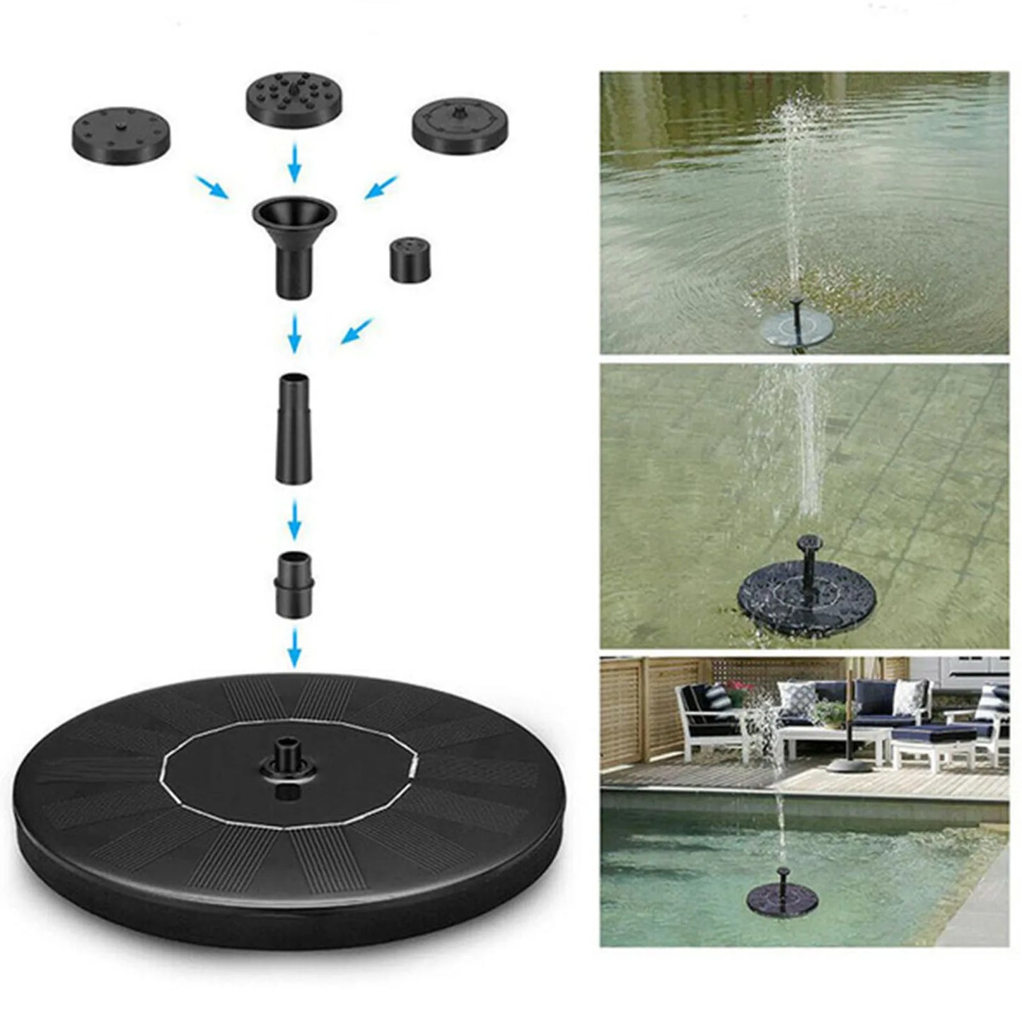 NEW Solar Water Fountain Pool Pond Waterfall Fountain Garden Decoration Outdoor Bird Bath Solar Powered Fountain Floating Water