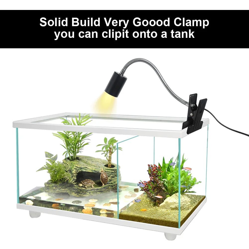 Reptile  Heat Lamp Bulb  Dimmable With Clip-on Dimmable UVA UVB Turtle Tortoises Basking Lights Timing Pet Amphibians Lizards Heating Bulb