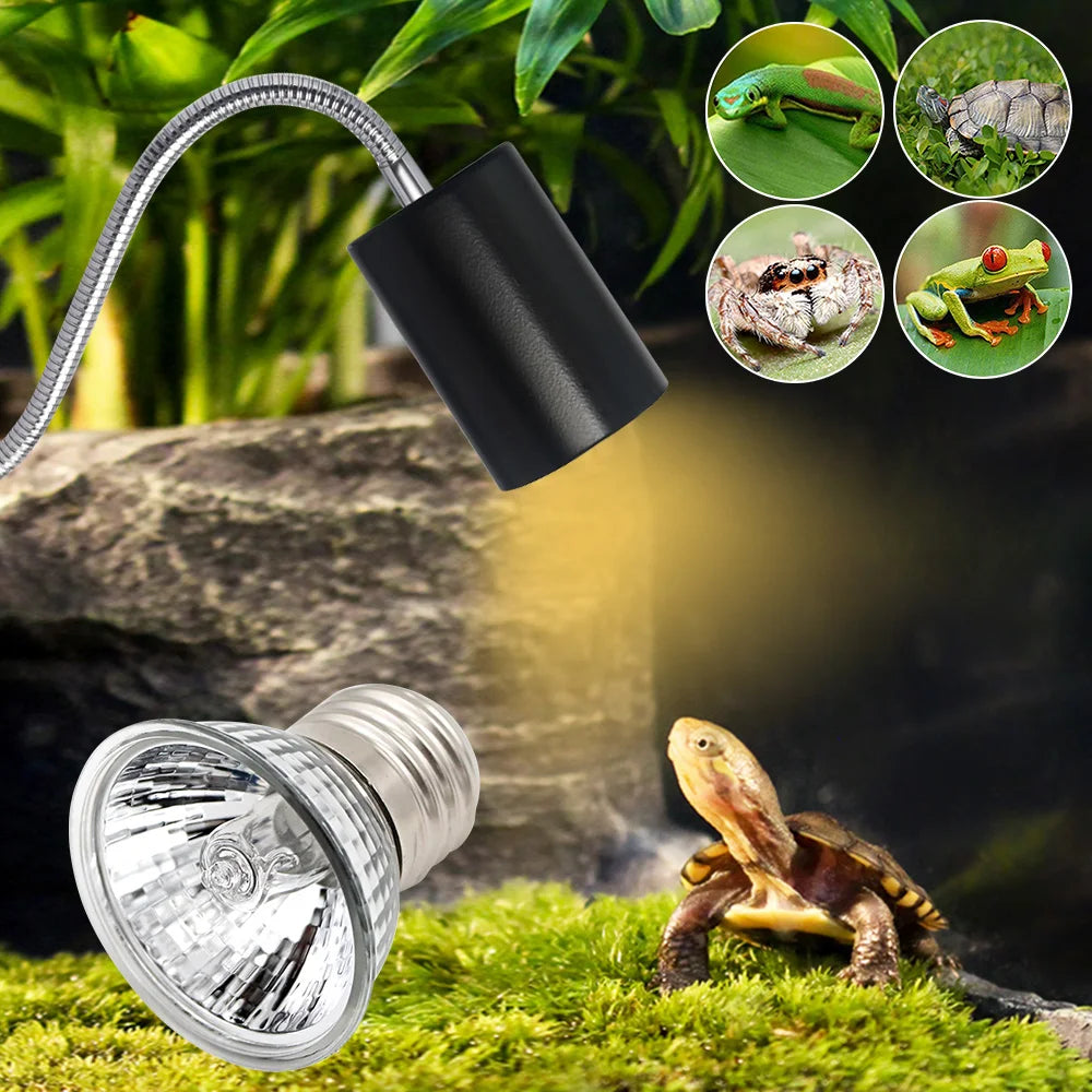 Reptile  Heat Lamp Bulb  Dimmable With Clip-on Dimmable UVA UVB Turtle Tortoises Basking Lights Timing Pet Amphibians Lizards Heating Bulb
