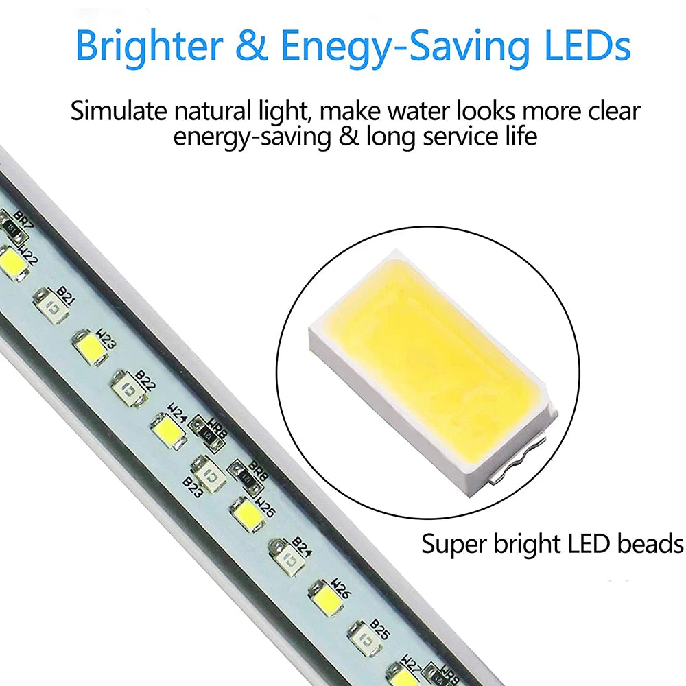 LED Aquarium Lights Waterproof Fish Tank Light Submersible Underwater Clip Lamp Aquatic Decor lamp with Timer Auto On/Off D30