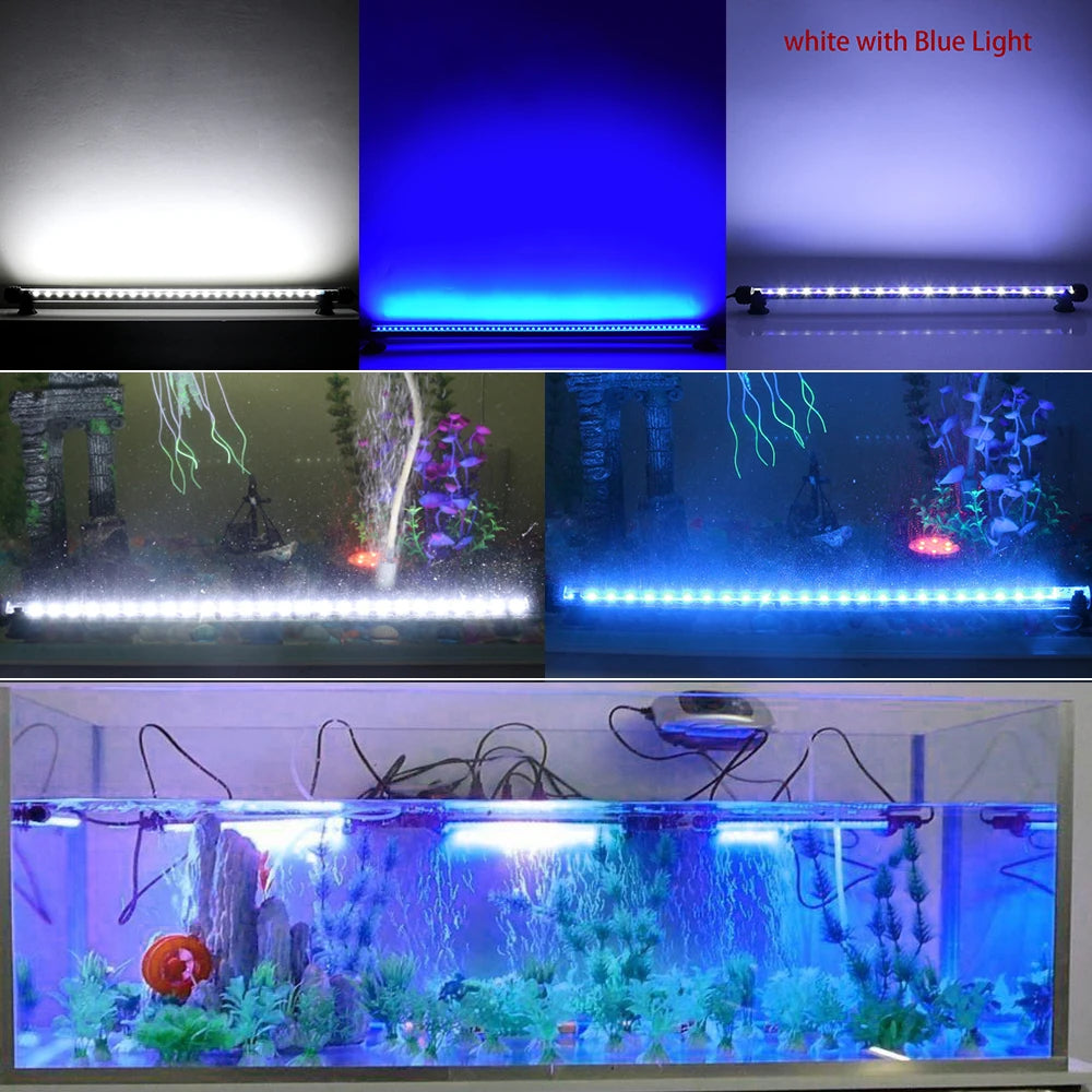 LED Aquarium Lights Waterproof Fish Tank Light Submersible Underwater Clip Lamp Aquatic Decor lamp with Timer Auto On/Off D30