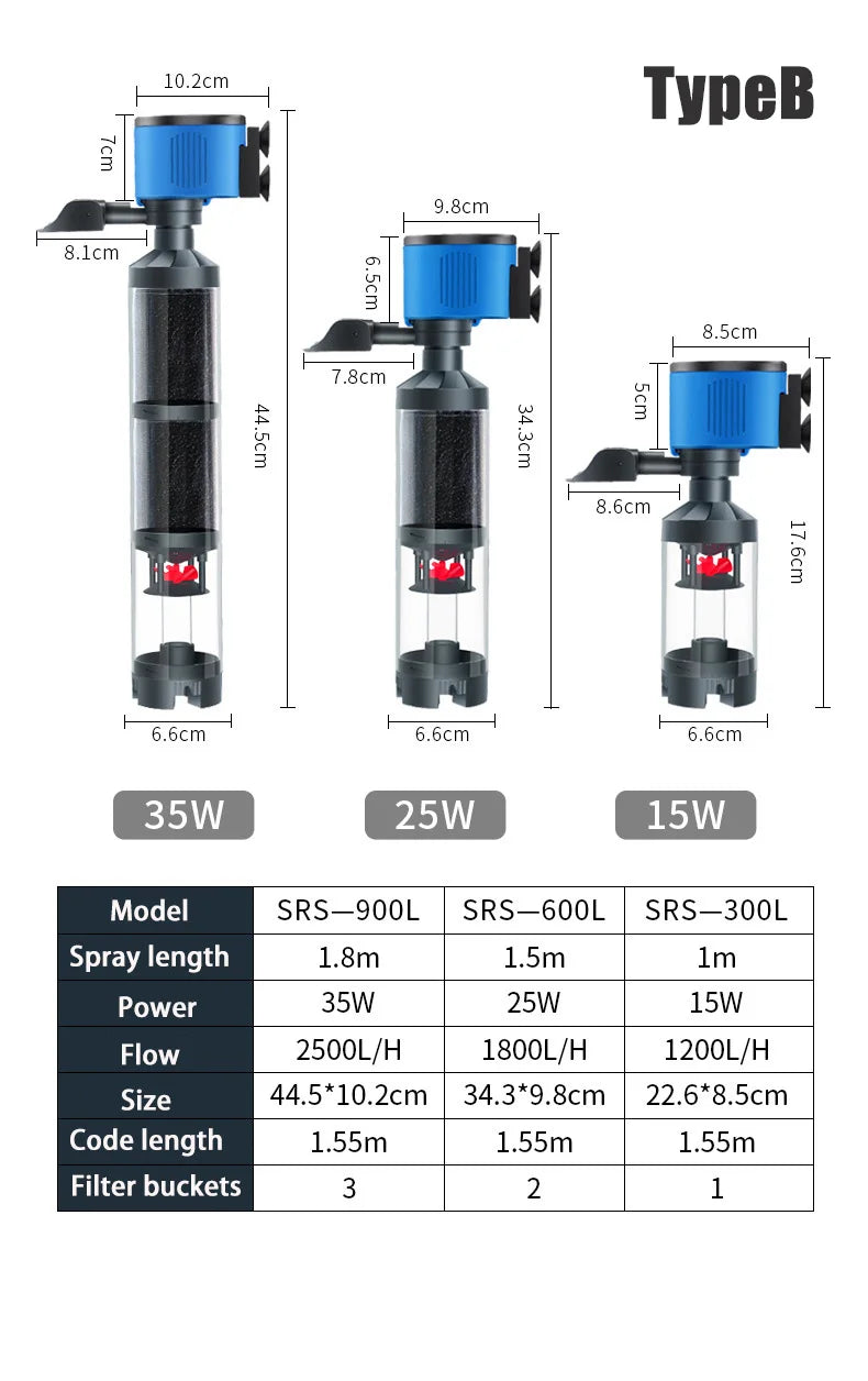 Quiet Fish Tank Built-in Water Filter Circulating Pump Fecal Separation Collector Oxygenation Pump Aquarium Pumping 110V 220V