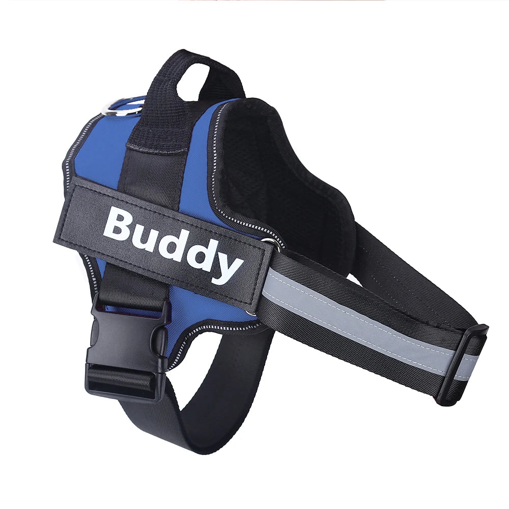 Dog Harness Reflective Breathable Adjustable Pet Harness For Dog Vest ID Custom Patch Outdoor Walking Dog Supplies