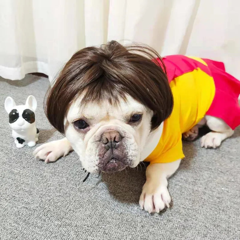 NONOR Pet Wigs Cosplay Props Funny Dogs Cats Cross-Dressing Hair Hat Costumes Head Accessories for Halloween Christmas Supplies