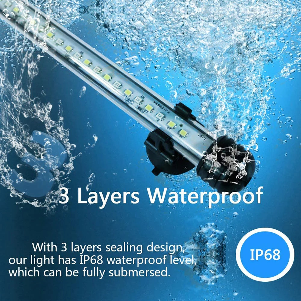 LED Aquarium Lights Waterproof Fish Tank Light Submersible Underwater Clip Lamp Aquatic Decor lamp with Timer Auto On/Off D30