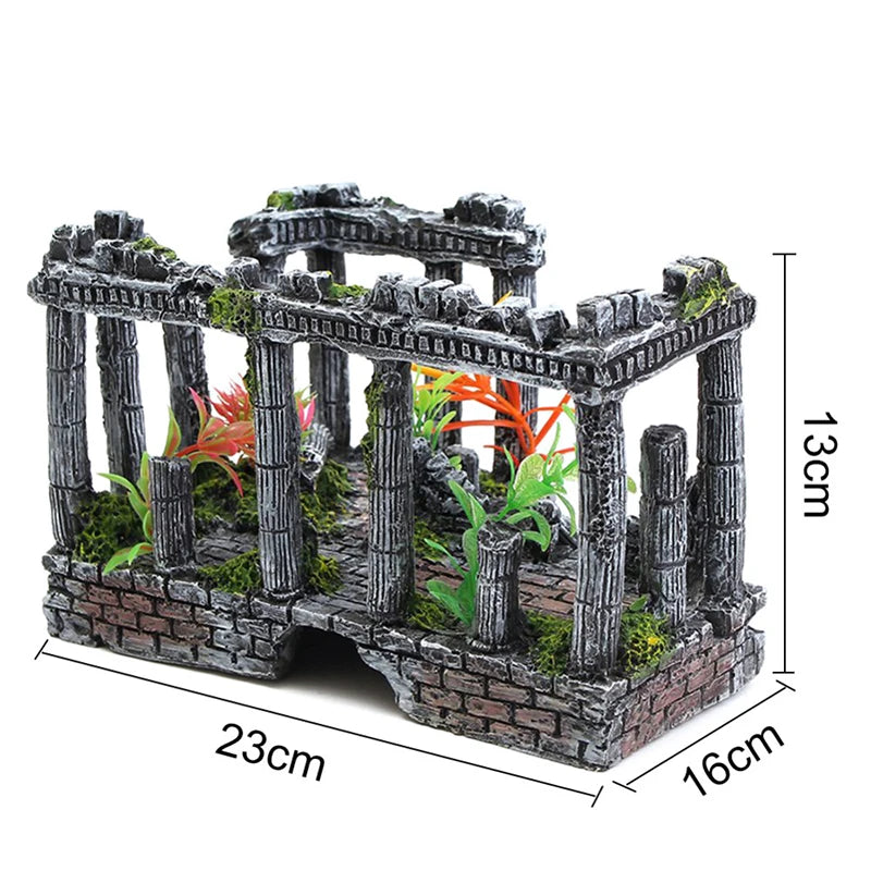 Artificial Palace Ruins Fish Tank Ancient Roman Column European Castle Ornament For Aquarium Decorations Reptile Box Landscape