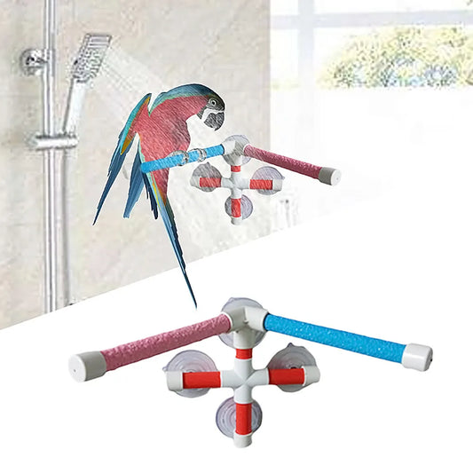 High Quality Parrot Bath Shower Standing Platform Rack Parrot Climbing and Biting Shower Perch Parakeet Bird Toy Random Color