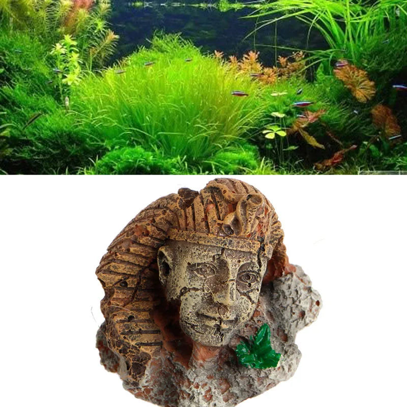 Artificial Resin Ancient Ruins Roman Style Face Pillar Statue Aquarium Decorations Fish Tank Ornament