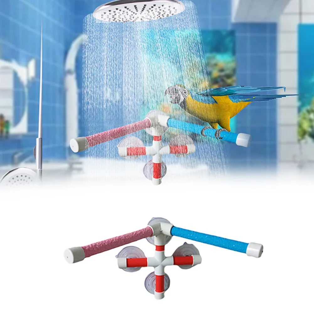 High Quality Parrot Bath Shower Standing Platform Rack Parrot Climbing and Biting Shower Perch Parakeet Bird Toy Random Color