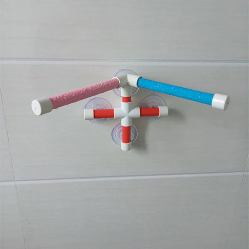 High Quality Parrot Bath Shower Standing Platform Rack Parrot Climbing and Biting Shower Perch Parakeet Bird Toy Random Color