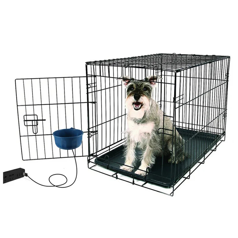 Winter Heating Suspended Pet Feeder Crate Bowl For Puppies Dogs Cat's Bowls Food Water Insulated Bowl Food Container For Cage
