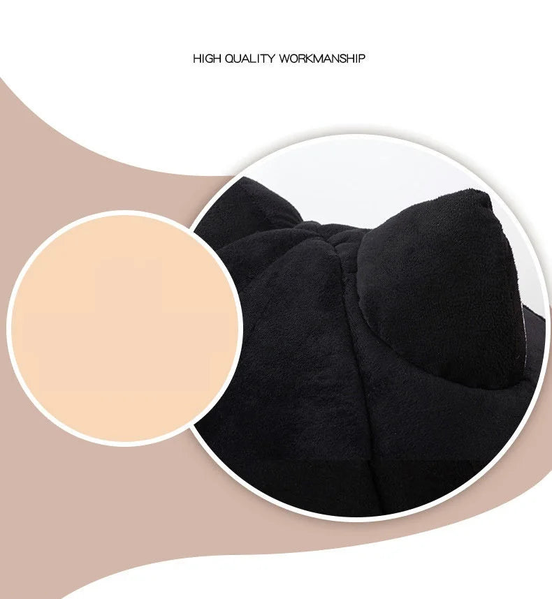 Warm Black Cat Shaped House/Bed For Cats Bed Cushion Sleeping Bag Mat Cat Accessories Pet  Bed Kennel