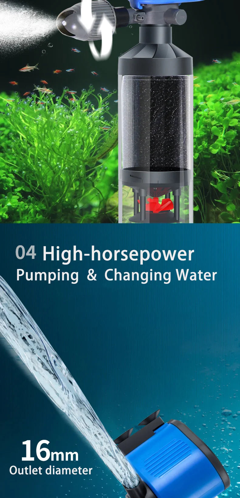 Quiet Fish Tank Built-in Water Filter Circulating Pump Fecal Separation Collector Oxygenation Pump Aquarium Pumping 110V 220V