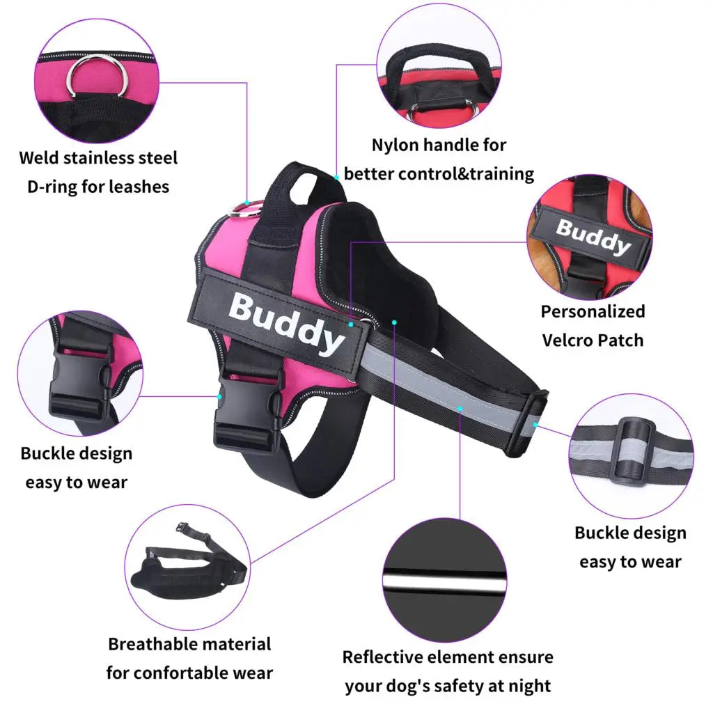 Dog Harness Reflective Breathable Adjustable Pet Harness For Dog Vest ID Custom Patch Outdoor Walking Dog Supplies