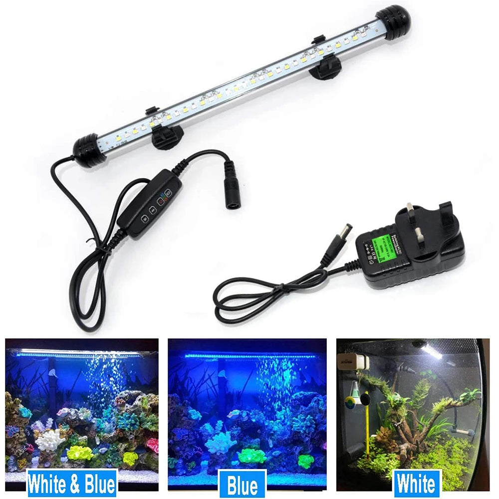 LED Aquarium Lights Waterproof Fish Tank Light Submersible Underwater Clip Lamp Aquatic Decor lamp with Timer Auto On/Off D30