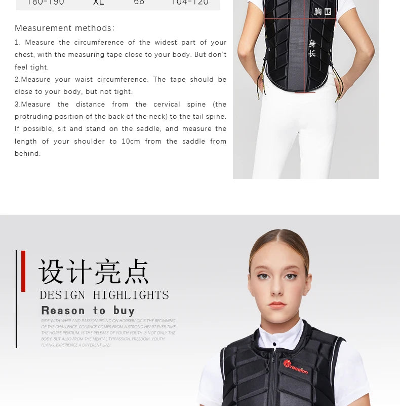 Cavesson Protective vest Thickened equestrian armor Equestrian riding safety body protector horse riding vest equestrian body armor