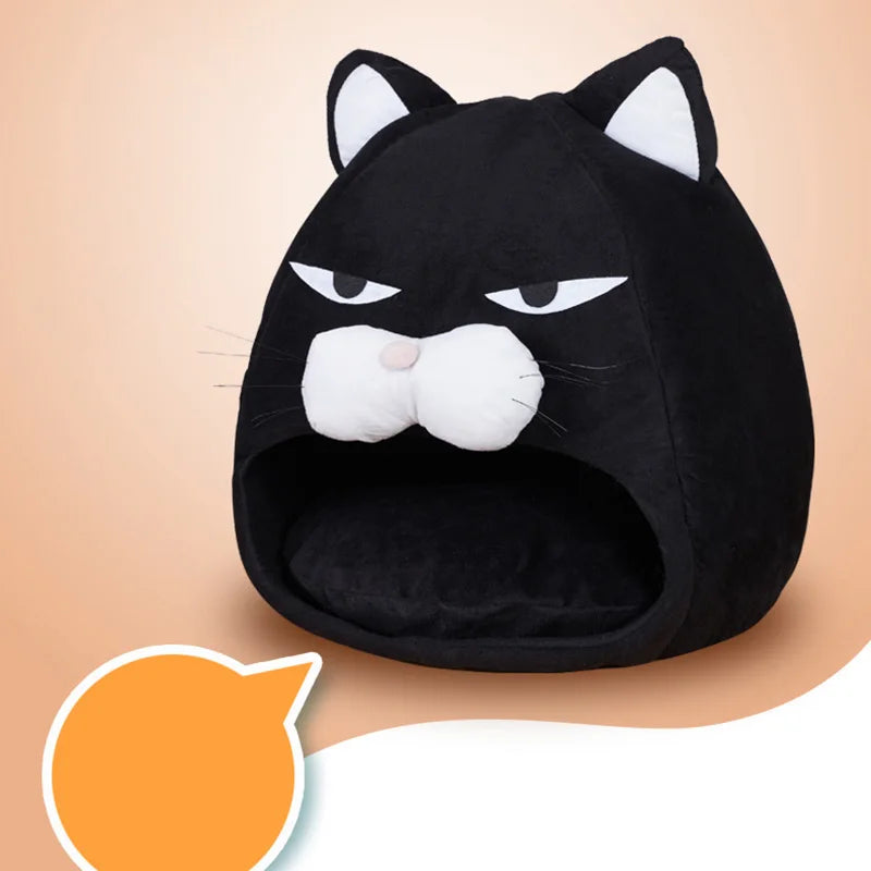 Warm Black Cat Shaped House/Bed For Cats Bed Cushion Sleeping Bag Mat Cat Accessories Pet  Bed Kennel