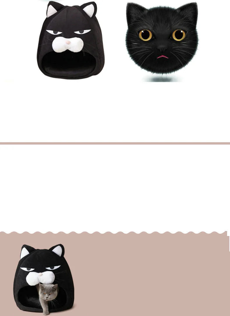 Warm Black Cat Shaped House/Bed For Cats Bed Cushion Sleeping Bag Mat Cat Accessories Pet  Bed Kennel