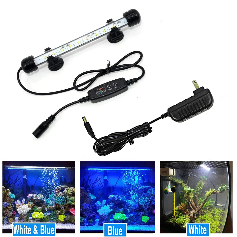 LED Aquarium Lights Waterproof Fish Tank Light Submersible Underwater Clip Lamp Aquatic Decor lamp with Timer Auto On/Off D30