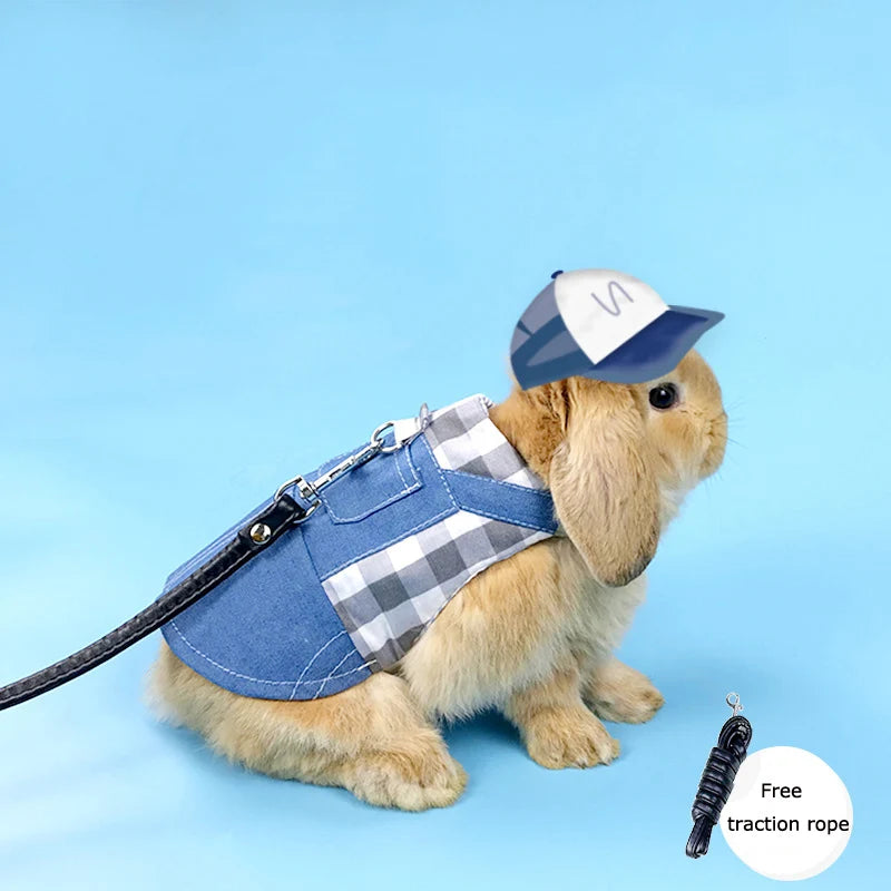 Cute Bunny Vest Harness Outdoor Leash Set Rabbit Clothing Suit Small Pet Ferret Hamster Small Animal Clothes for Walking