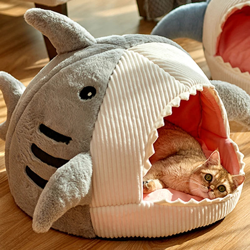 Enclosed Warm Cat Bed Portable Pet Beds Sweet Kittens Basket Cushion Cat Pillow Mat Tent Puppy Nest Cave Cats House
