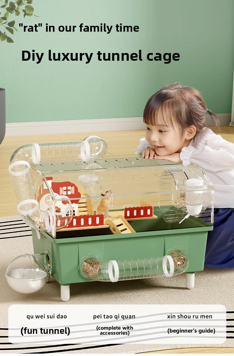 Transparent Acrylic Hamster House, with Tunnel,