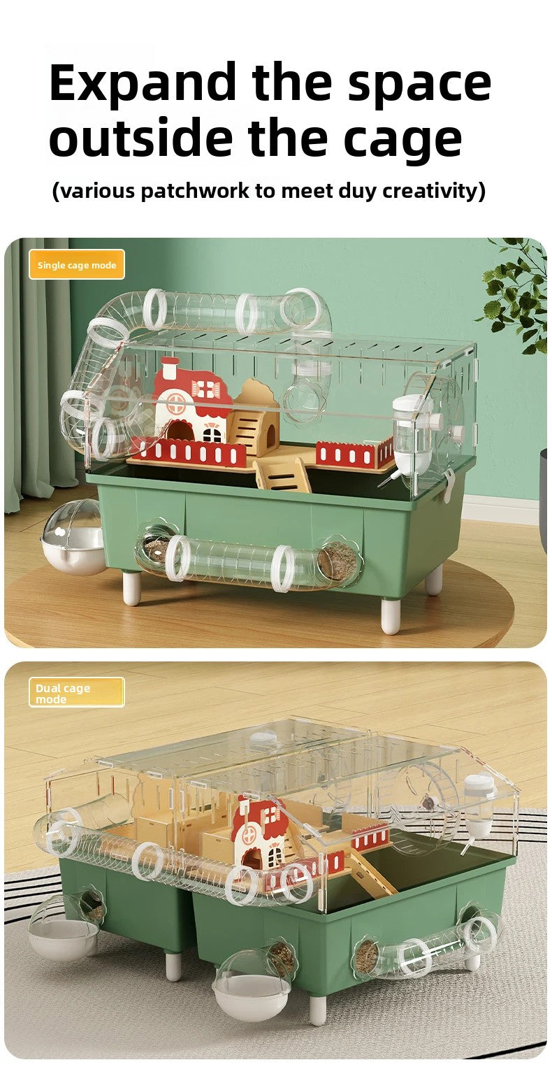 Transparent Acrylic Hamster House, with Tunnel,