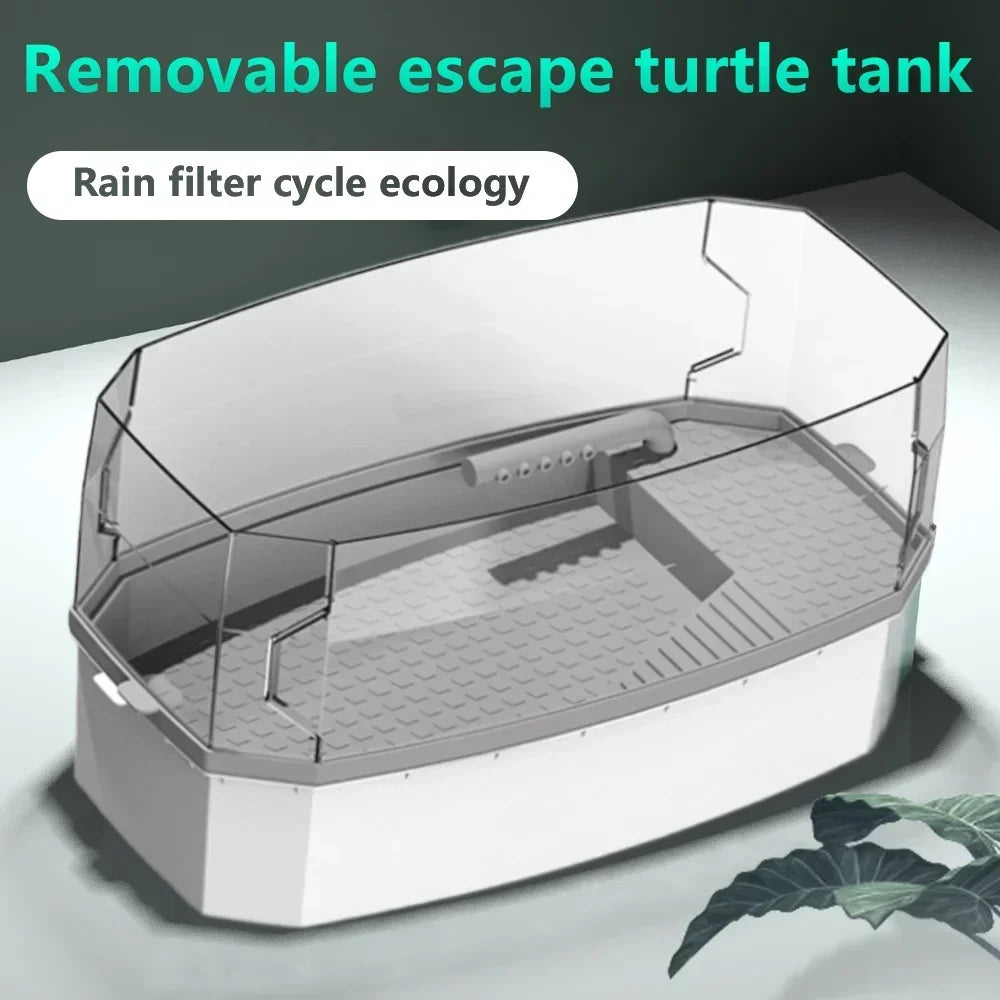 Reptile Turtle Vivarium Box with Basking Platform Tortoises Aquarium Tank Transparent Anti-Escape Cage Home Aquariums