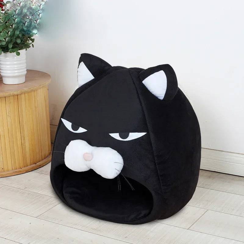 Warm Black Cat Shaped House/Bed For Cats Bed Cushion Sleeping Bag Mat Cat Accessories Pet  Bed Kennel