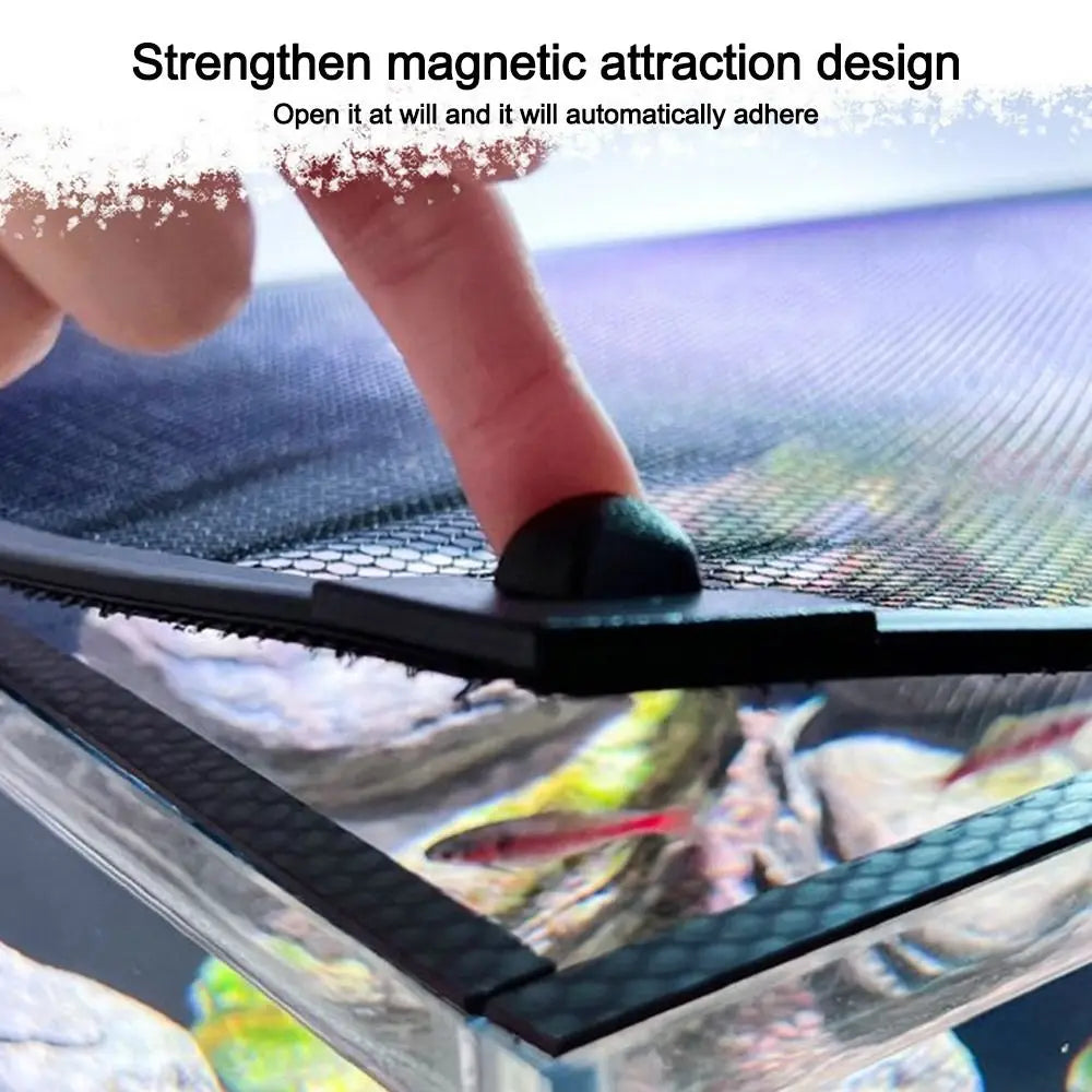 Sturdy Magnetic Fish Tank Lid Cover DIY Easy Installation Fish Tank Mesh Lid Cover Turtle Tank Net Fish Tank
