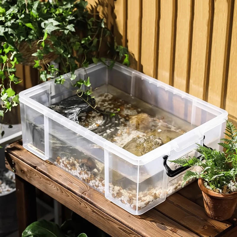 Turtle Terrariums Household Turnover Box Turtle Breeding Plastic Landscaping Tank Transparent Aquarium Reptile Transport Boxes