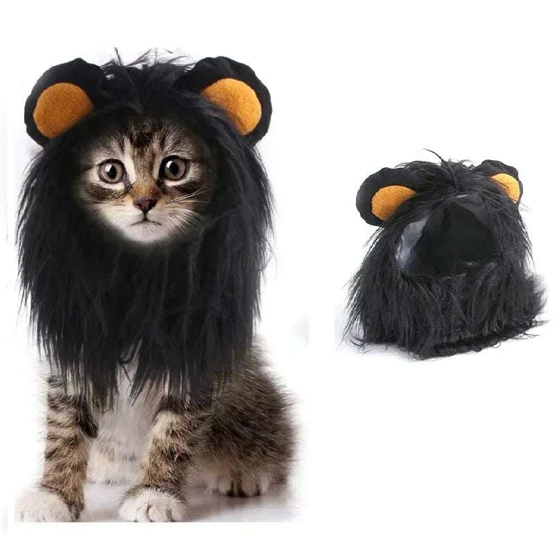 Cat Cosplay Dress Up Pet Hat Lion Mane for Cat Puppy Lion Wig Costume Party Decoration Halloween Christmas Cat Pet Supplies