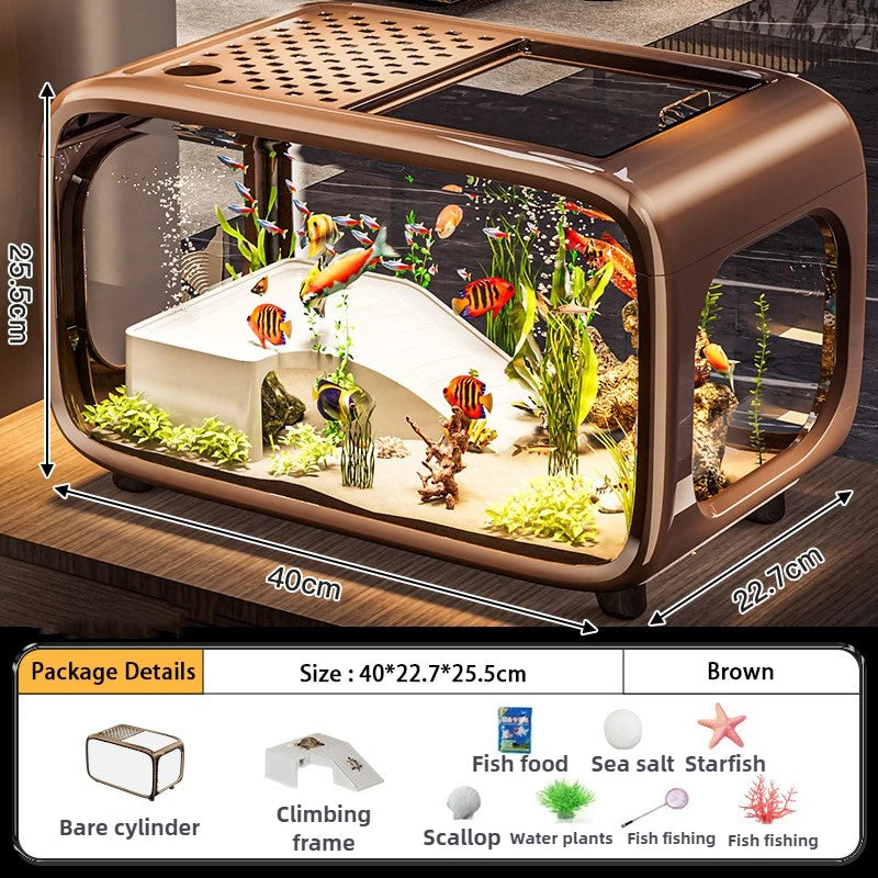 Aquarium Tank Plastic Turtle Terrariums Small Transparent Fish Incubator Box Desktop Fish Tanks Landscaping Display Boxes