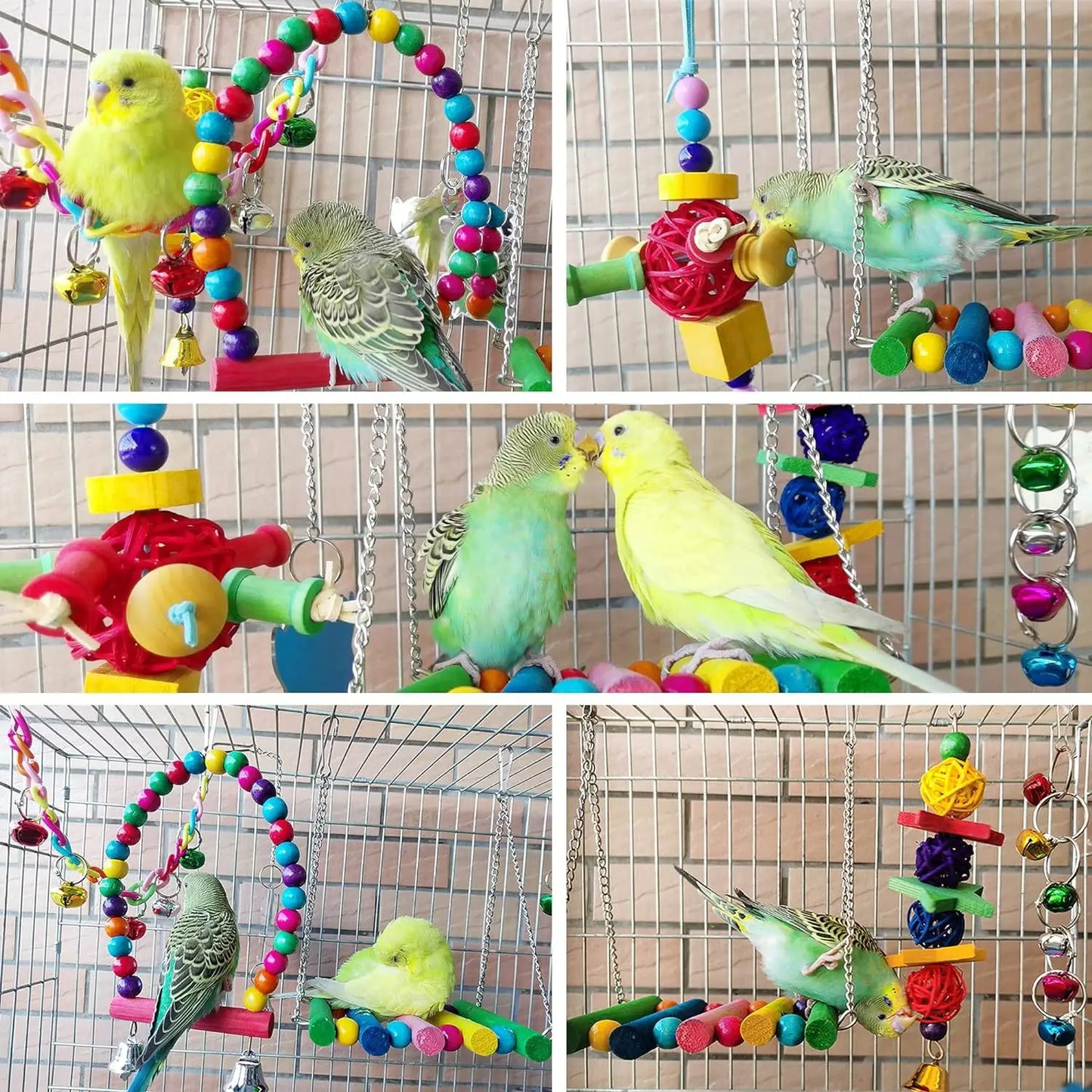 Bird and Parrot Toys Swing Bird Cage Decoration Mirror Staircase Wind Chimes Bird Accessories Toys for Birds