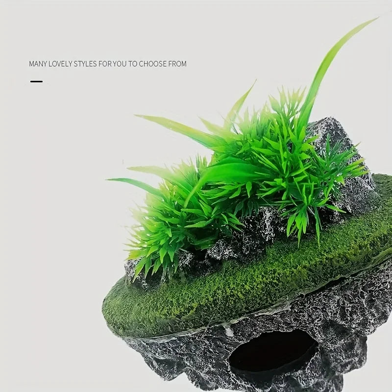 Multi - Use Aquarium Floating Island Decor Rock with Shelter for Fish, Ecological Scenery Rockery for Fish Tank Landscaping