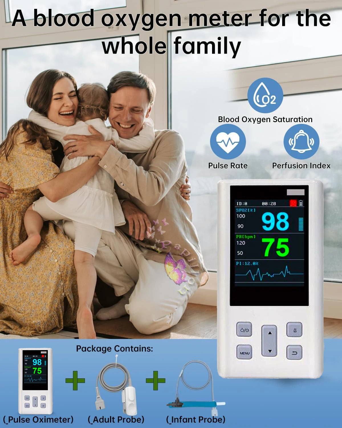 Handheld Pulse Oximeter Monitor for Heart Rate and Oxygen Saturation with Veterinary Medical SPO2 with Memory