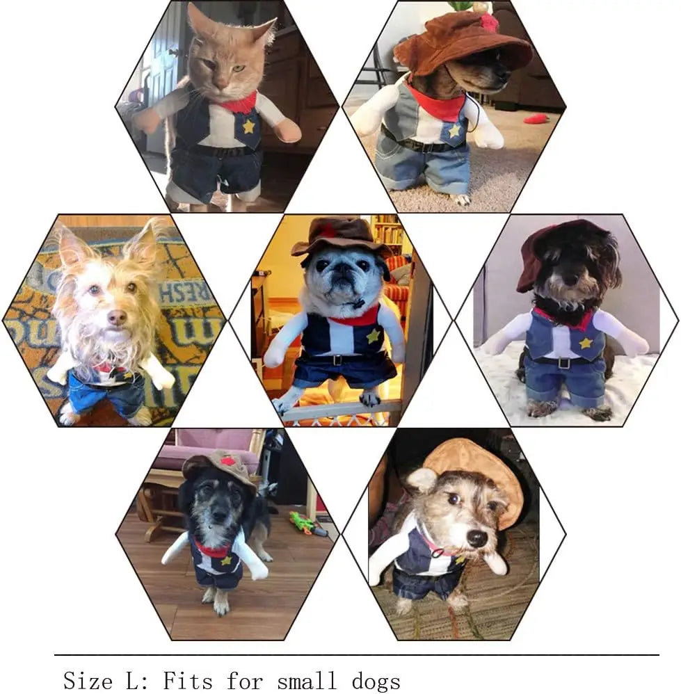 Funny Pet Dog Cat Halloween Costume Dog Cowboy Clothes Pet Dog Costumes for Small Dogs Cosplay Cat Accessories