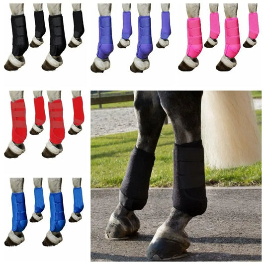 4pcs/set Colorful Horse Sport Boots Set 3 Size Breathable Medicine Brushing Boots Durable Comfortable Horse Leg Wraps