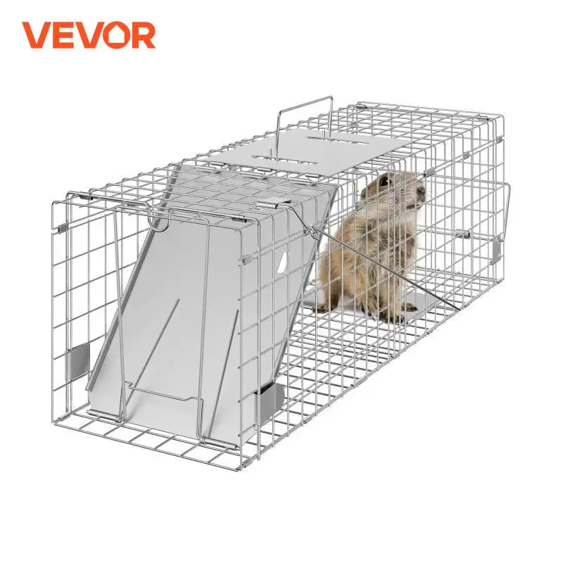 Live Animal Cage Trap Humane Cat Rodent Control Folding with Handle for Rabbits Stray Cats Squirrels Raccoons Groundhogs