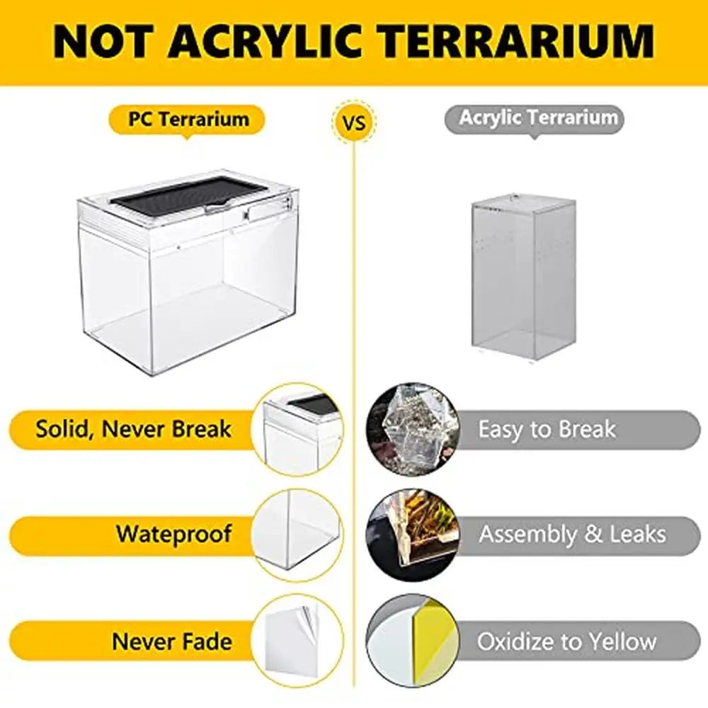 Reptile Terrarium PC Tank Starter Kit 15.6x8x10 inch Anti Breakage Amphibians Habitat Ventilation Kit Starter Accessories