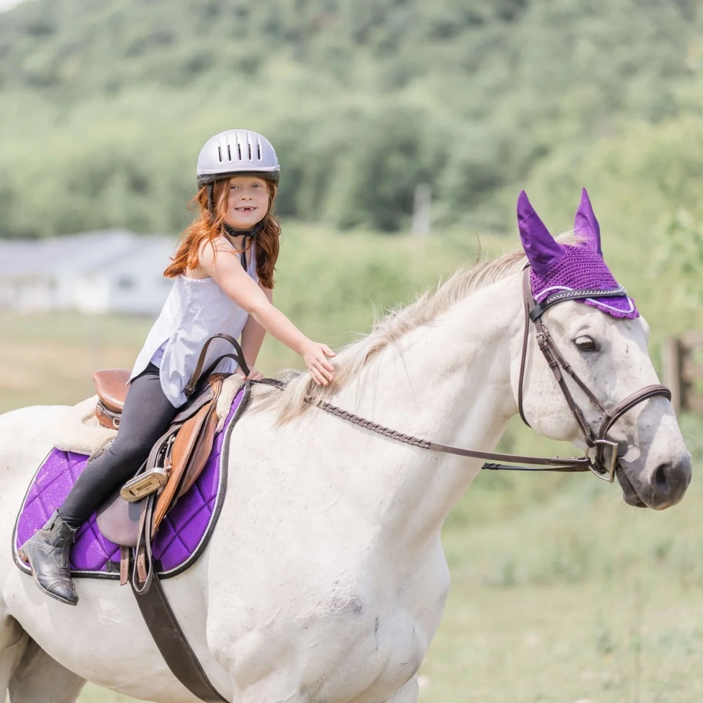 Custom  Amethyst Shining Sparkling  Horse Saddle Pad Breathable Cotton Inside Layer