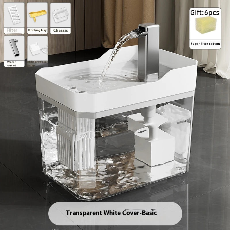 Cat Water Fountain Auto Filter Transparent  Drinker USB Anti-Dry Burning Recirculate Filtering Water Dispenser with Pump