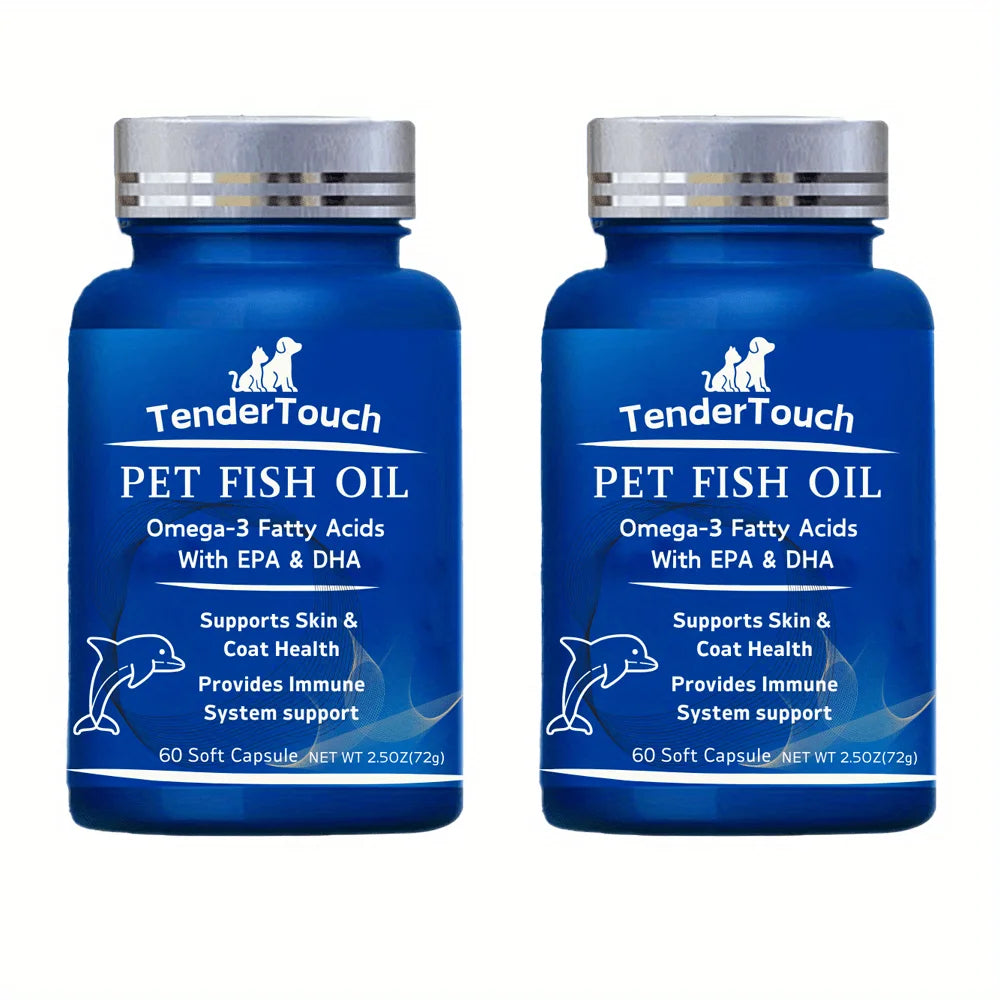 120 Capsules(2 Pack x 60 Capsules)  Amazing  Omega 3 Fish Oil for Dogs and Cats - Omega 3 for Dogs and Cats Shedding