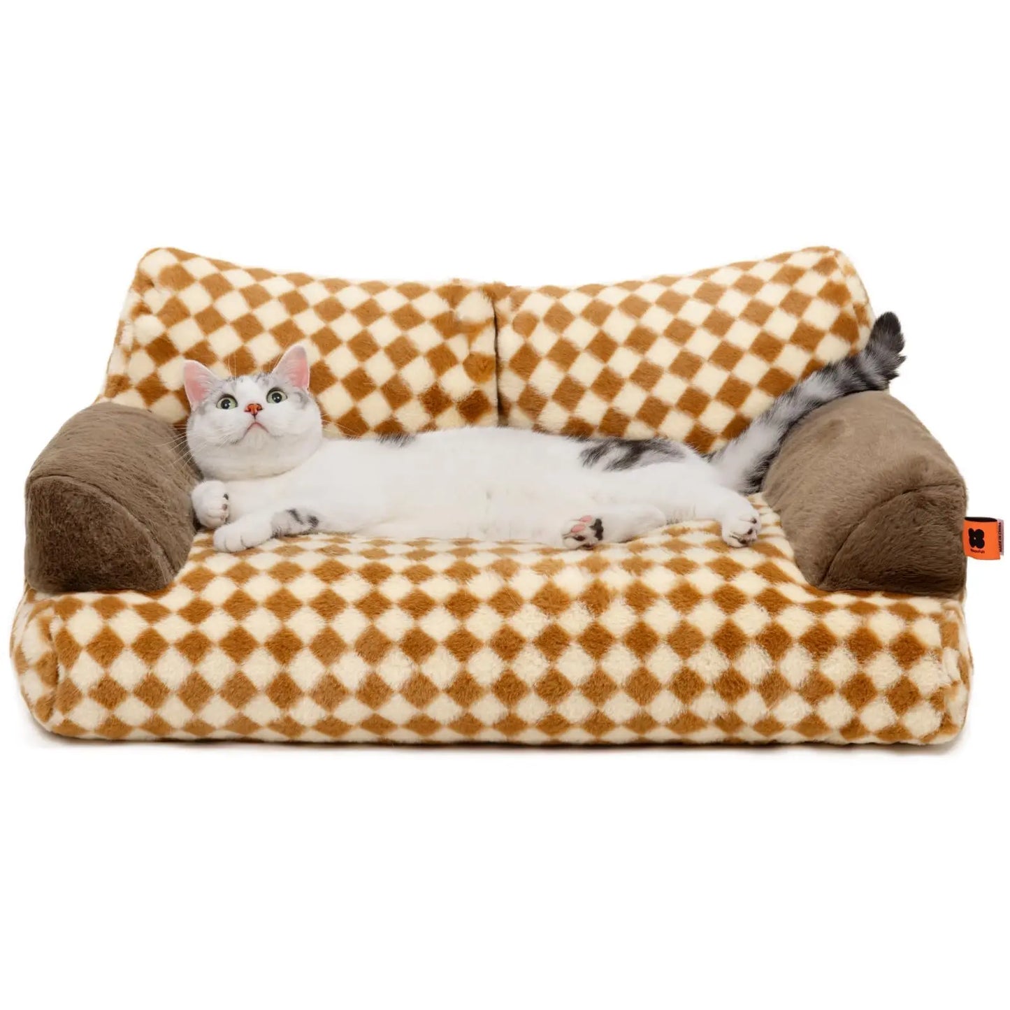 Mewoofun Pet Couch Bed 26×19×13 Inch Washable Cat Beds for Medium Small Dogs Cat up to 25 lbs Fluffy Cat Couch Black White
